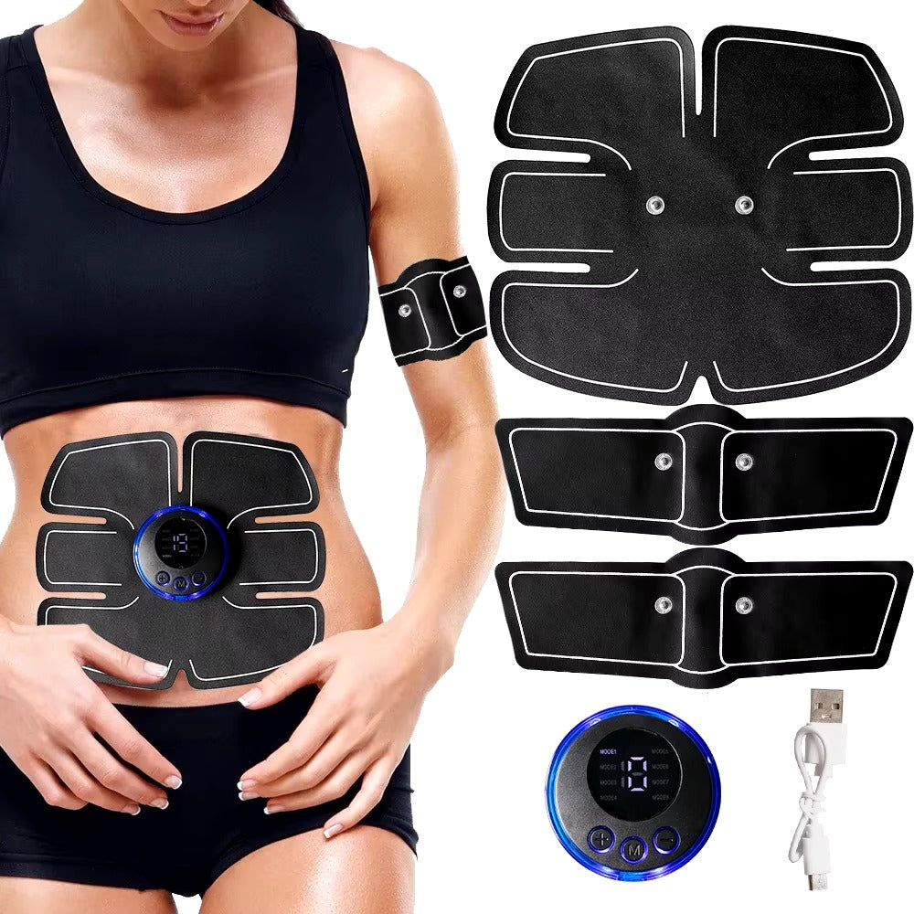 8 Modes 19 Gear ABS Stimulator Abdominal Massager Electrode Muscle Stimulator Fitness EMS Device Trainer Adjustment Gel Stickers